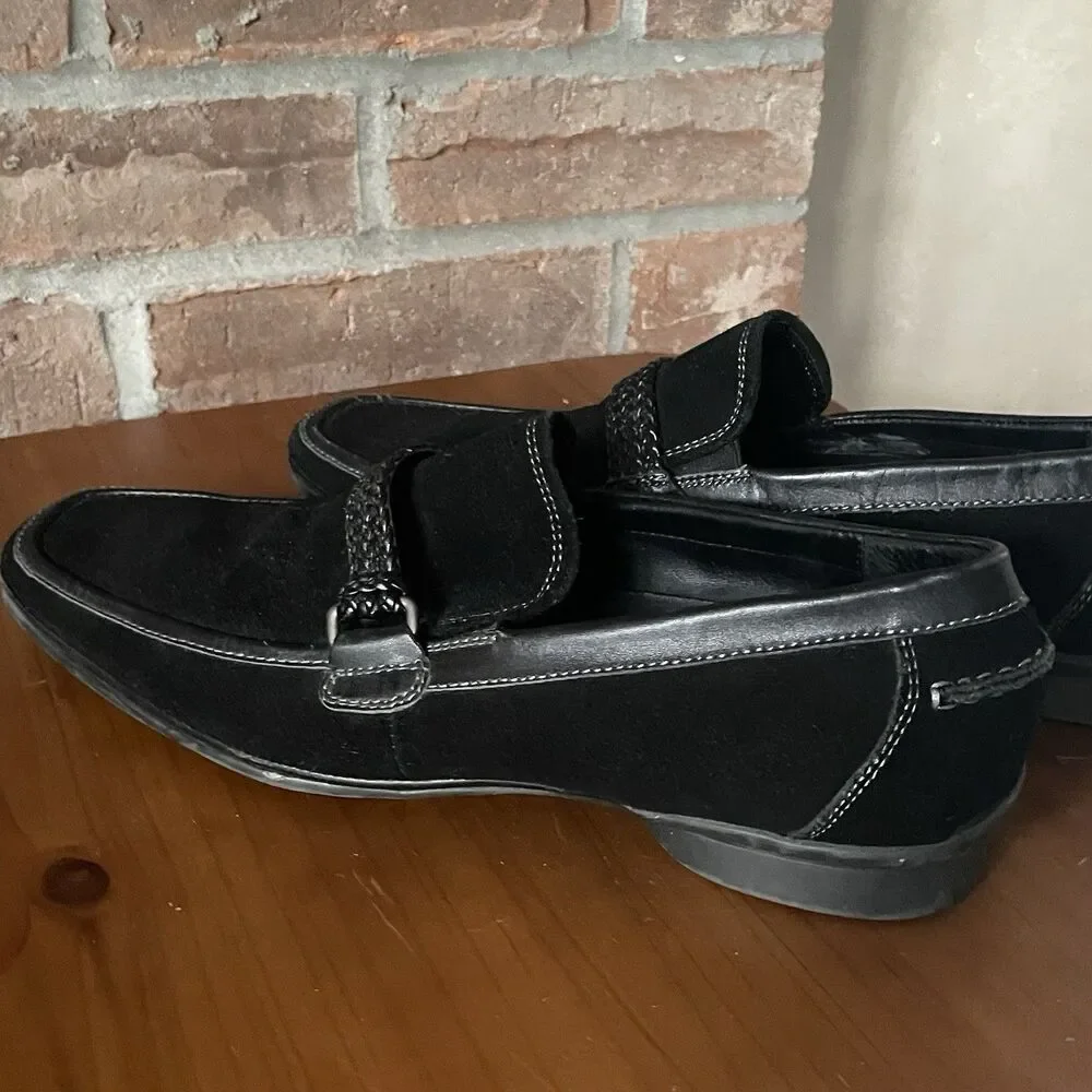 Kenneth Cole Big Band Suede Loafers Men's 7.5M Black Slip On Dress Shoes